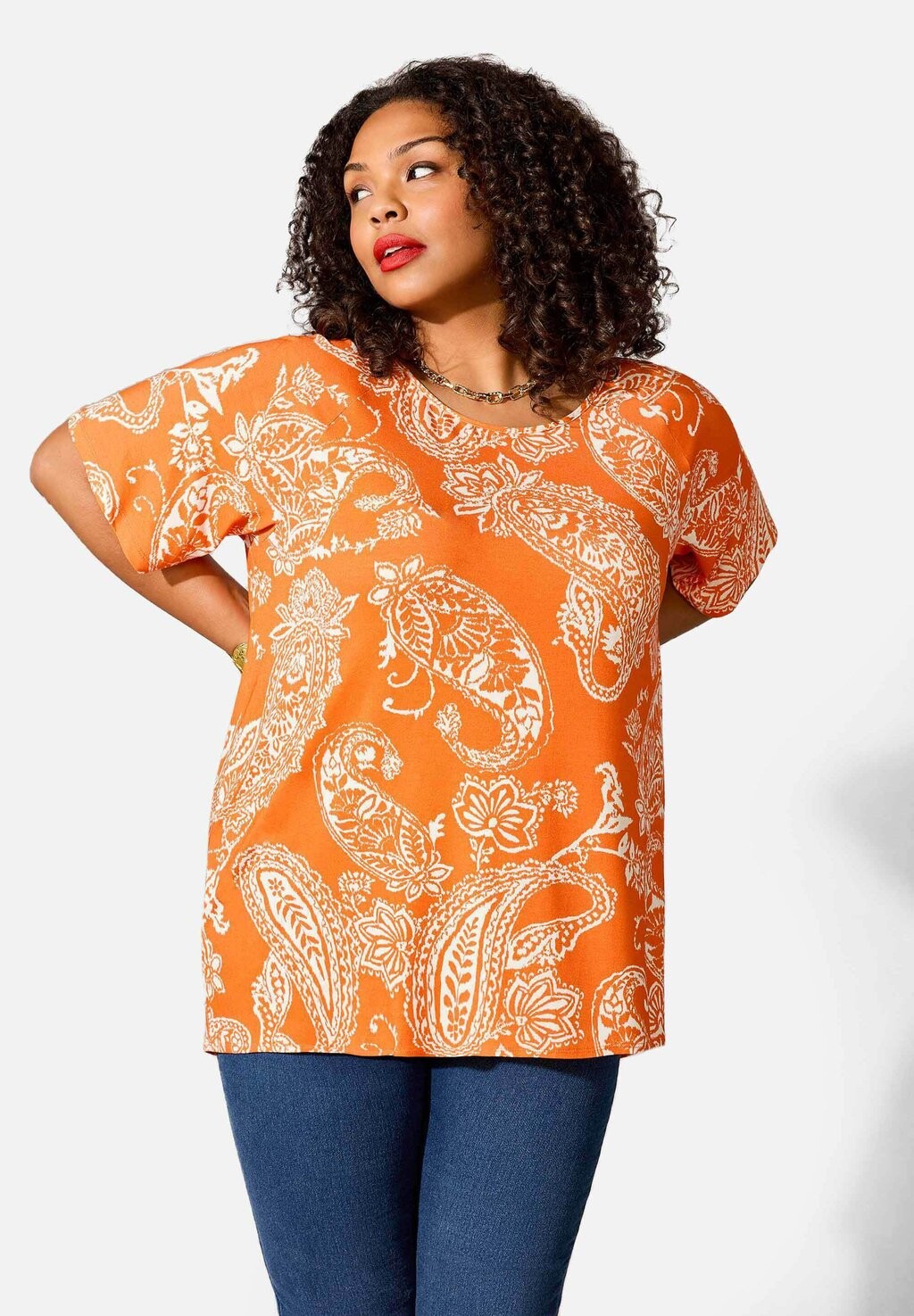 

Футболка с принтом PAISLEY PRINT FLUTTER SLEEVE Live Unlimited London, цвет orange