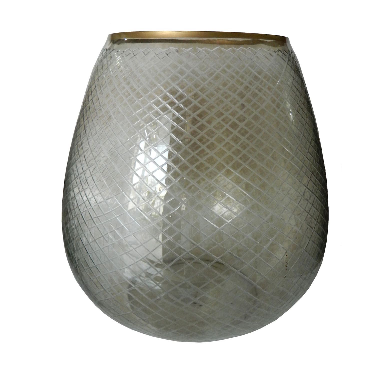15,75-дюймовый подсвечник из серого стекла с крестообразным вырезом и золотой оправой