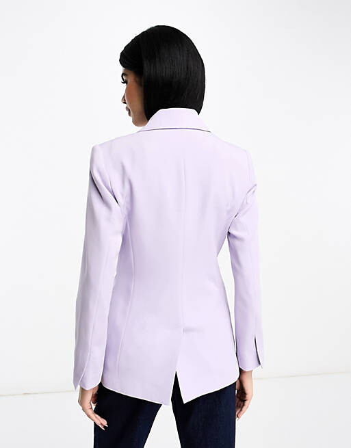 

Двубортный пиджак оверсайз Miss Selfridge сиреневого цвета - LILAC - LILAC
