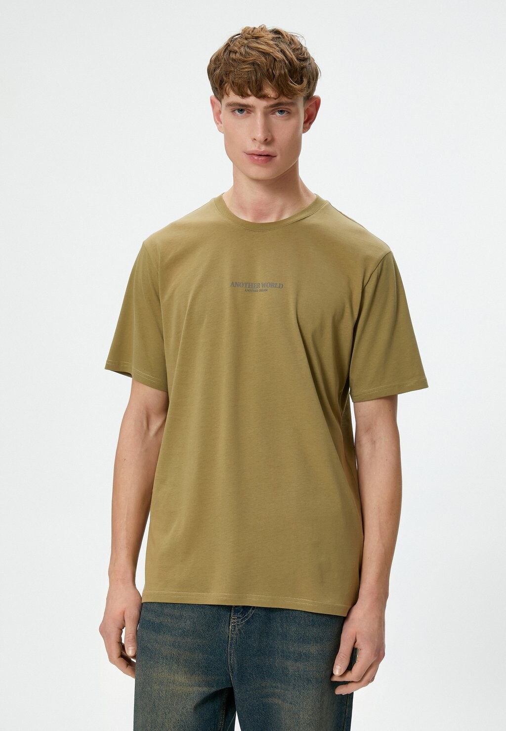 

Футболка с принтом SLOGAN PRINTED CREW NECK SHORT SLEEVE Koton, зеленый