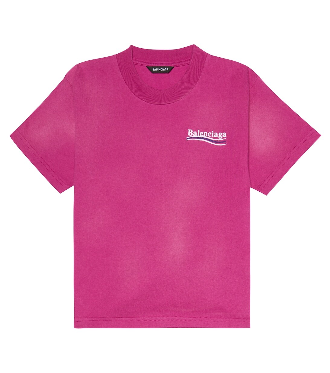 

Футболка из хлопкового джерси с вышивкой Balenciaga Kids, розовый