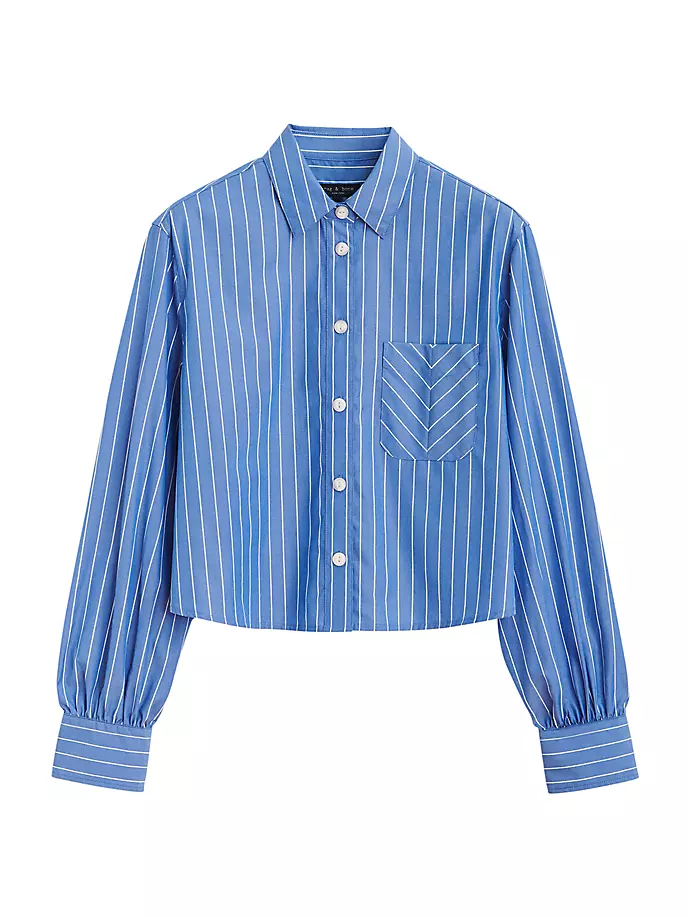 

Полосатая укороченная рубашка Rag & Bone, цвет blue stripe