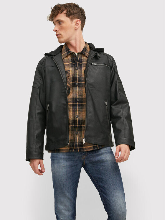 

Куртка из искусственной кожи, стандартного кроя Jack&Jones, черный