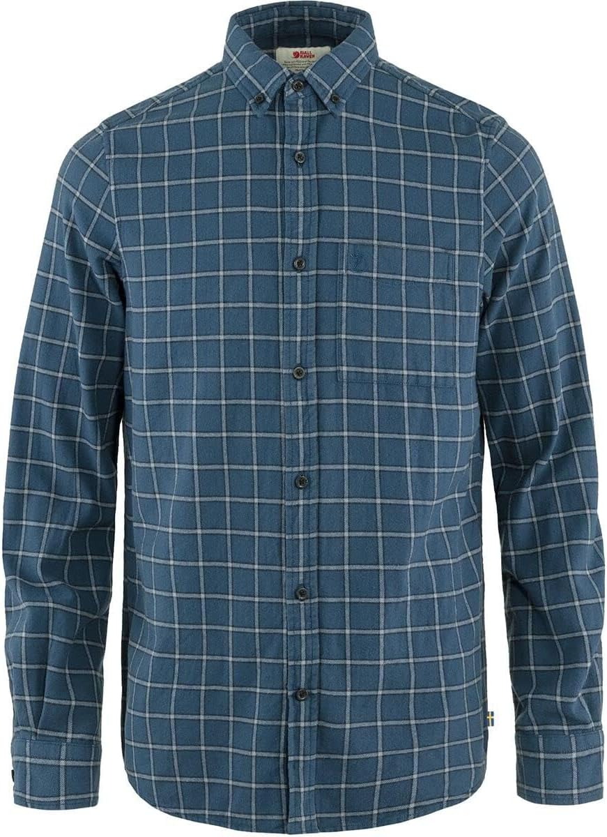цена Фланелевая рубашка Övik Fjällräven, цвет Indigo Blue/Flint Grey