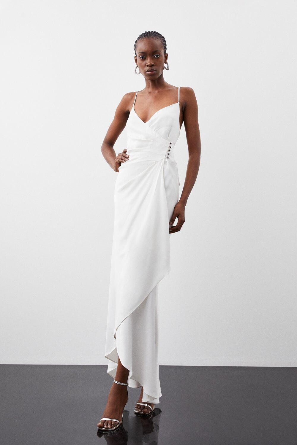 

Платье макси премиум-класса со сборками Karen Millen, белый