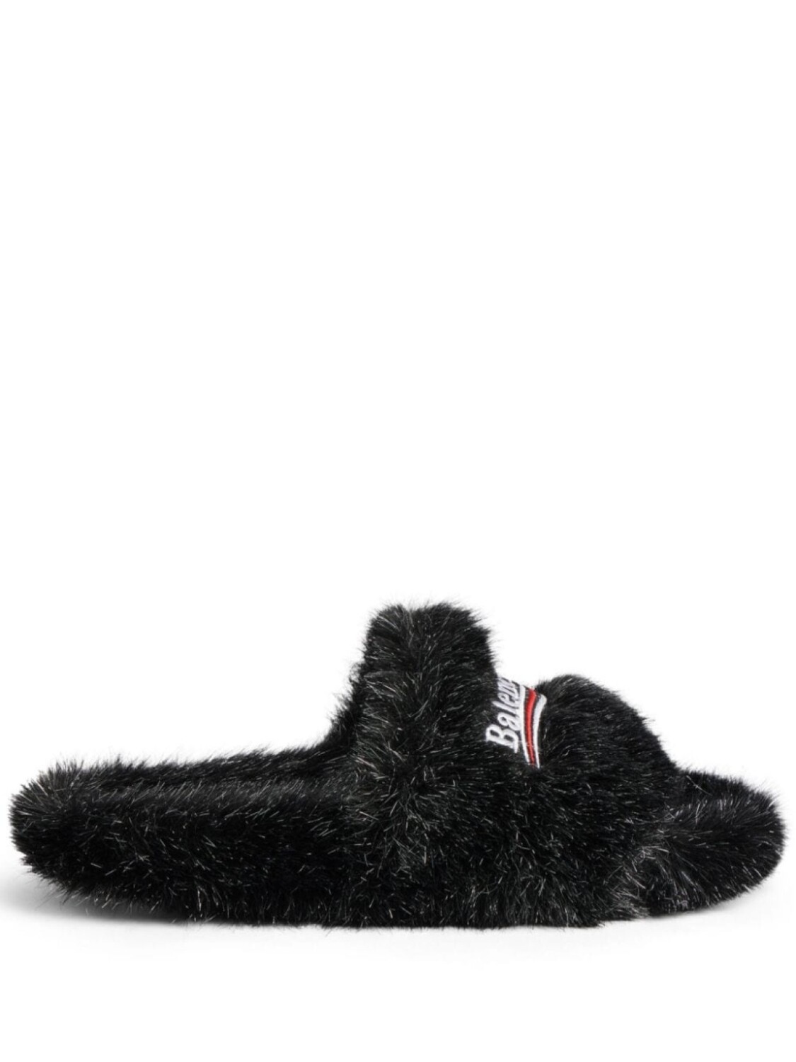 

Шлепанцы Furry с вышитым логотипом Balenciaga, черный