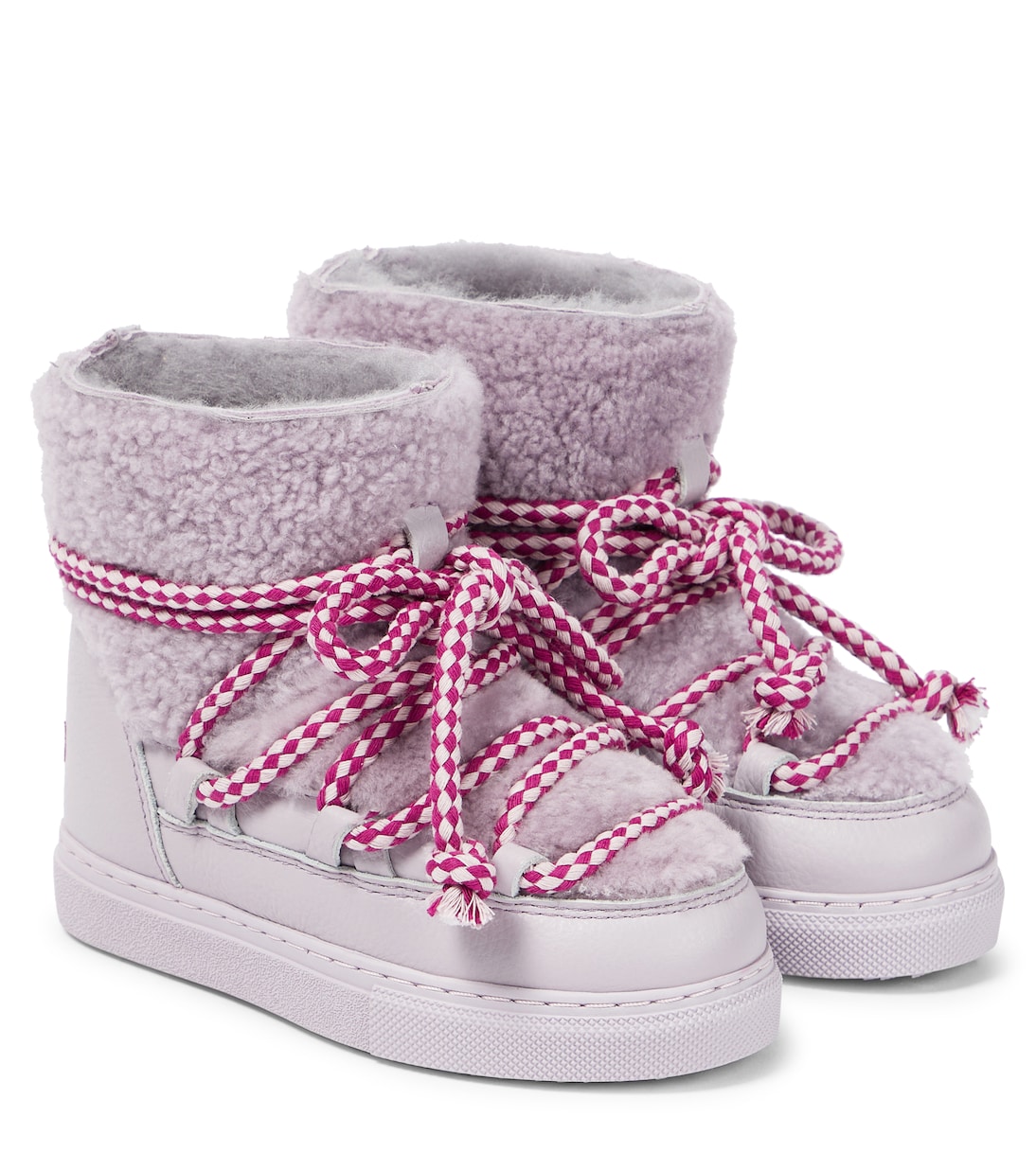 Зимние ботинки из фигурной кожи и овчины Inuikii Kids, фиолетовый