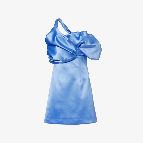 Атласное платье мини с асимметричным вырезом mini larna Rachel Gilbert, цвет cornflower