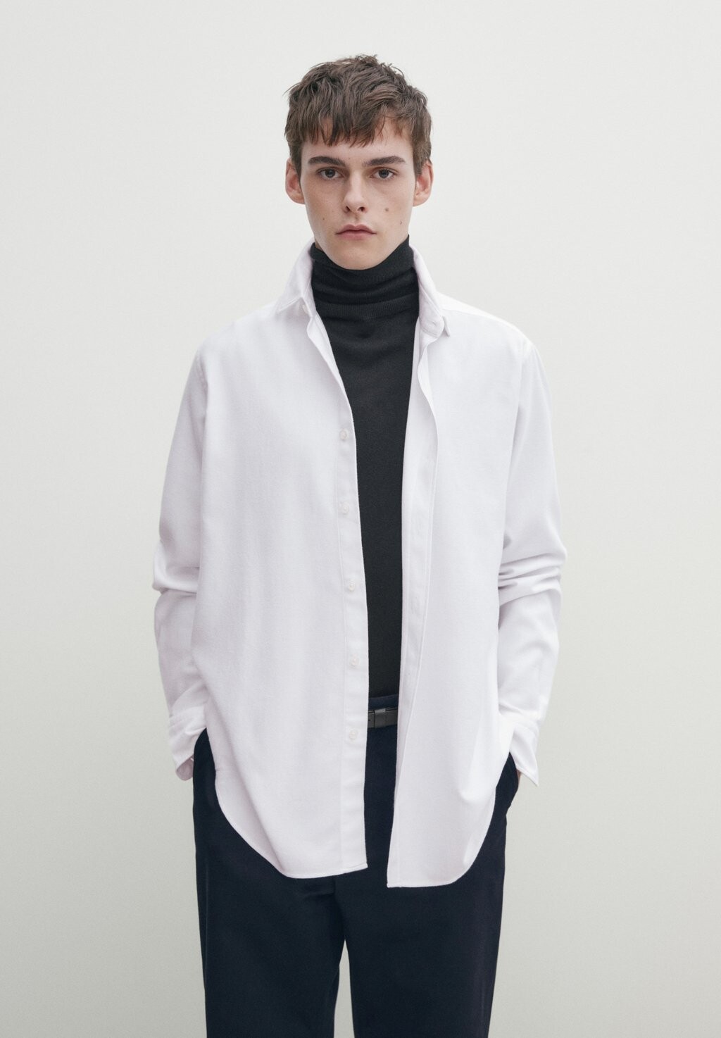 

Рубашка REGULAR FIT TWO-PLY Massimo Dutti, цвет white