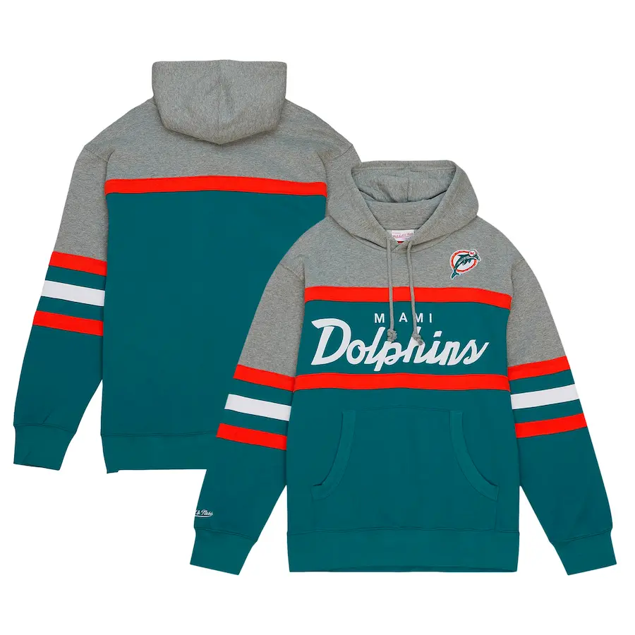 

Пуловер с капюшоном Mitchell & Ness Miami Dolphins, аква