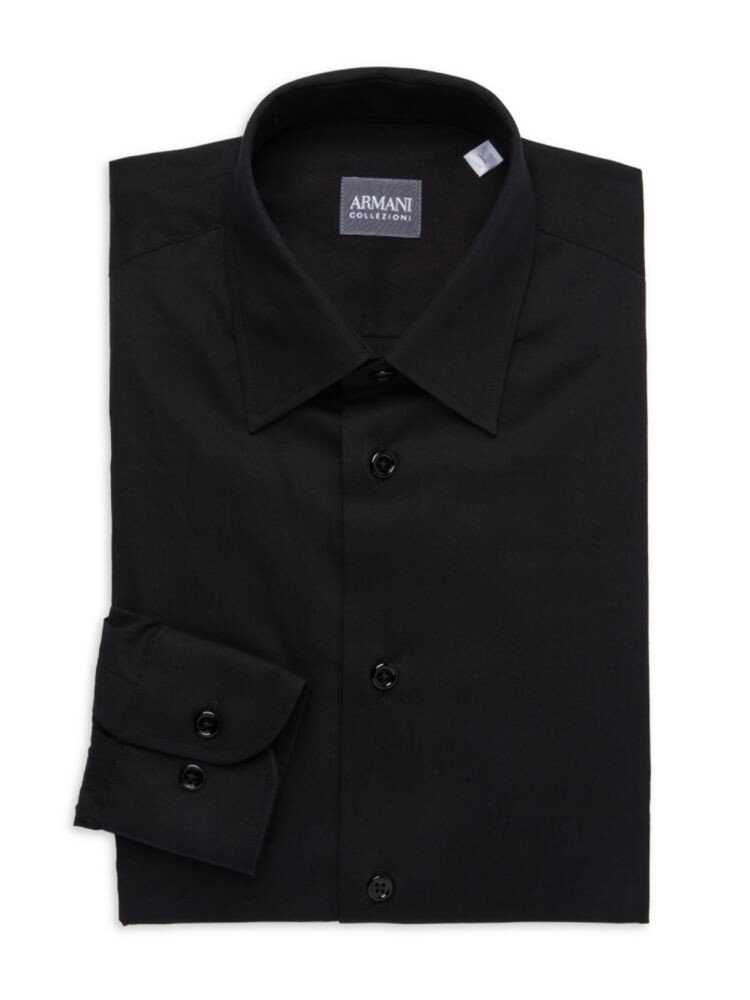 

Однотонная классическая рубашка узкого кроя Armani Collezioni, черный