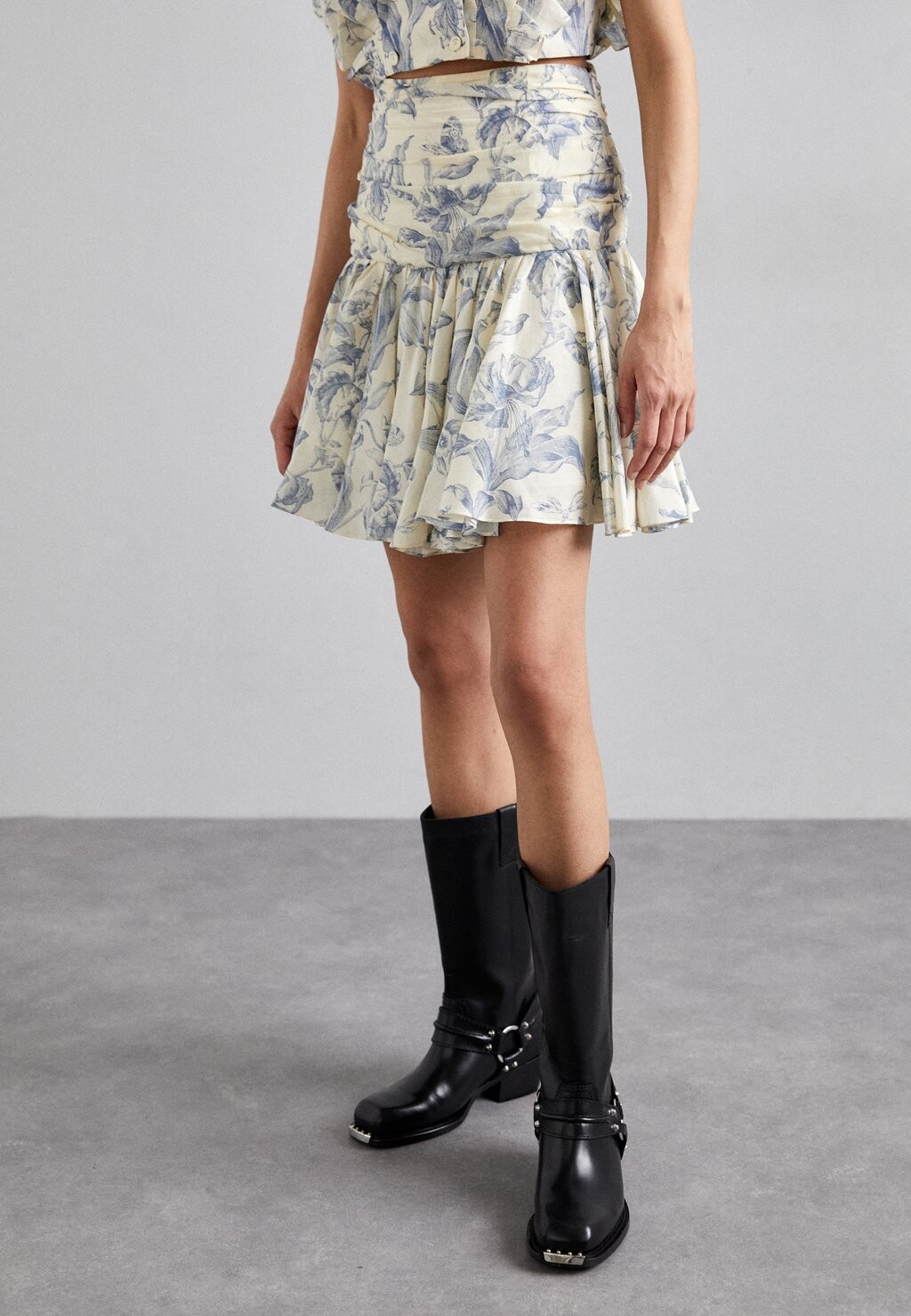 

Мини-юбка IMPRIME TOILE DE JOUY sandro, цвет ecru/bleu