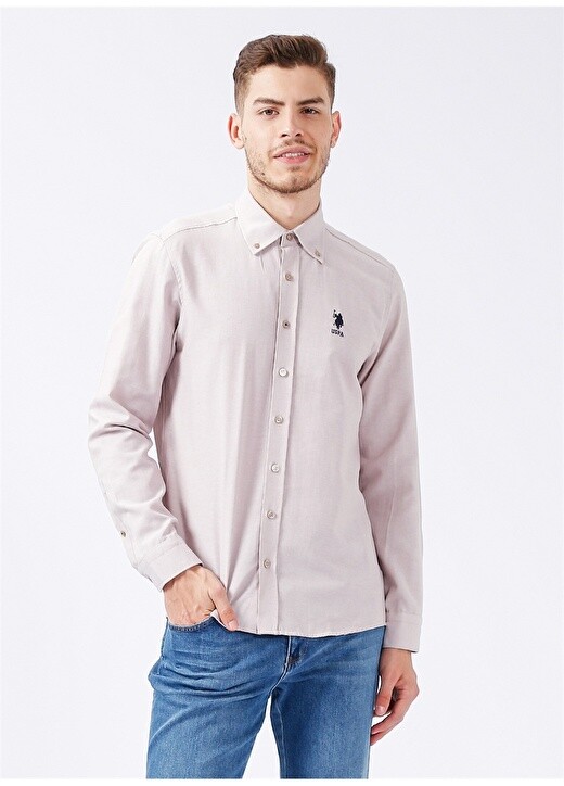 

Коричневая мужская рубашка с воротником на пуговицах U.S. Polo Assn.