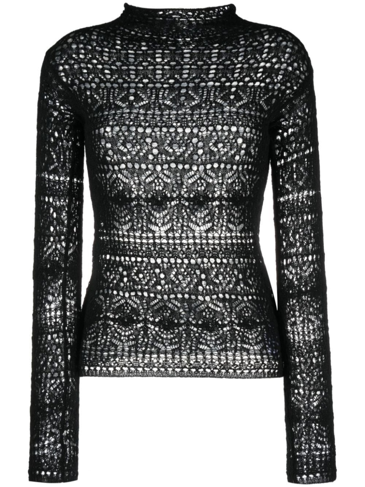 

Ferragamo guipure lace long-sleeve top, черный