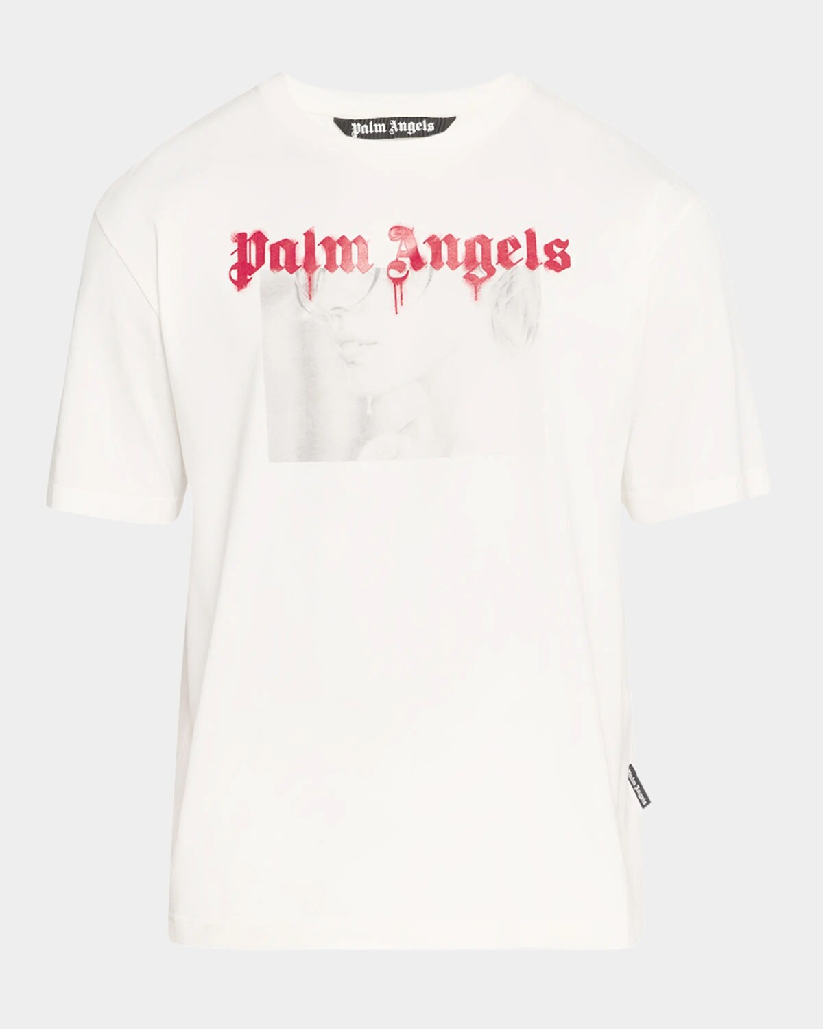 

Мужская классическая футболка-карандаш с портретом Palm Angels, цвет Off White Da