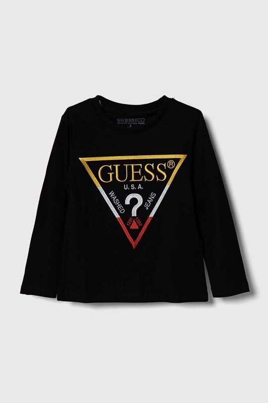

Детская хлопковая рубашка Guess с длинными рукавами, черный