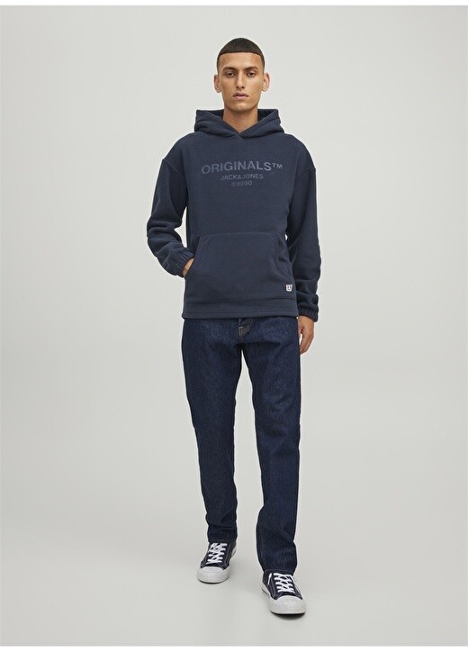 

Темно-синий мужской свитшот с воротником с капюшоном Jack & Jones