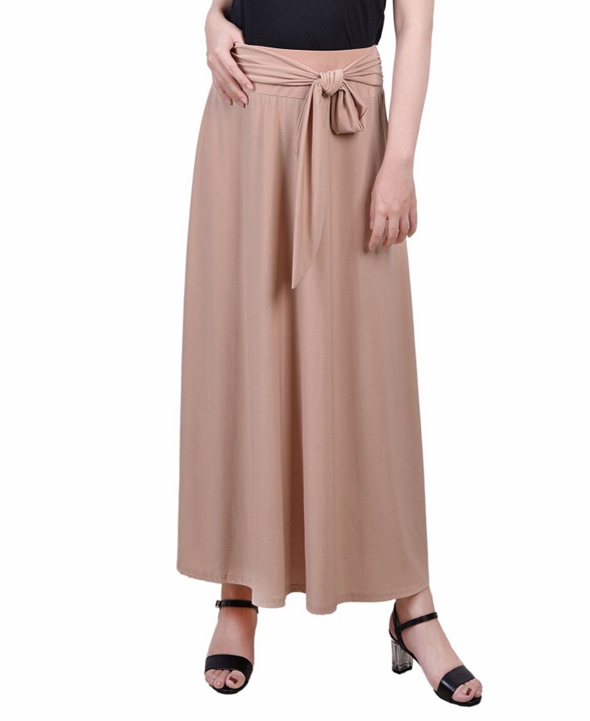 Миниатюрная однотонная длинная юбка с поясом на талии NY Collection миниатюрная длинная юбка с поясом на талии ny collection мульти