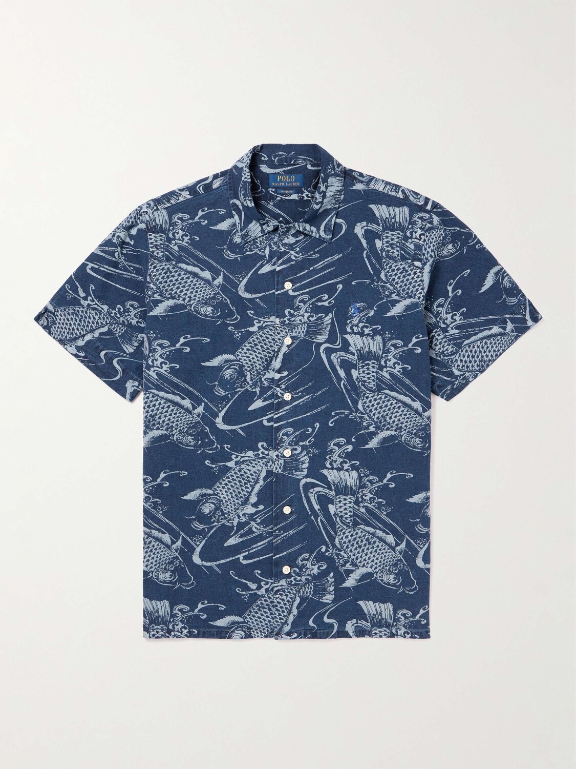 

Рубашка из смеси хлопка и льна с принтом POLO RALPH LAUREN, синий