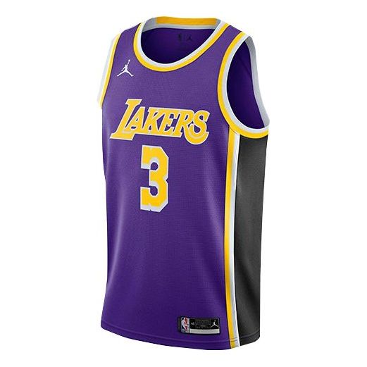 Майка Air Jordan NBA SW Fan Edition 2020-21 Season Los Angeles Lakers Anthony Davis No. 3 Purple Gold Color, фиолетовый