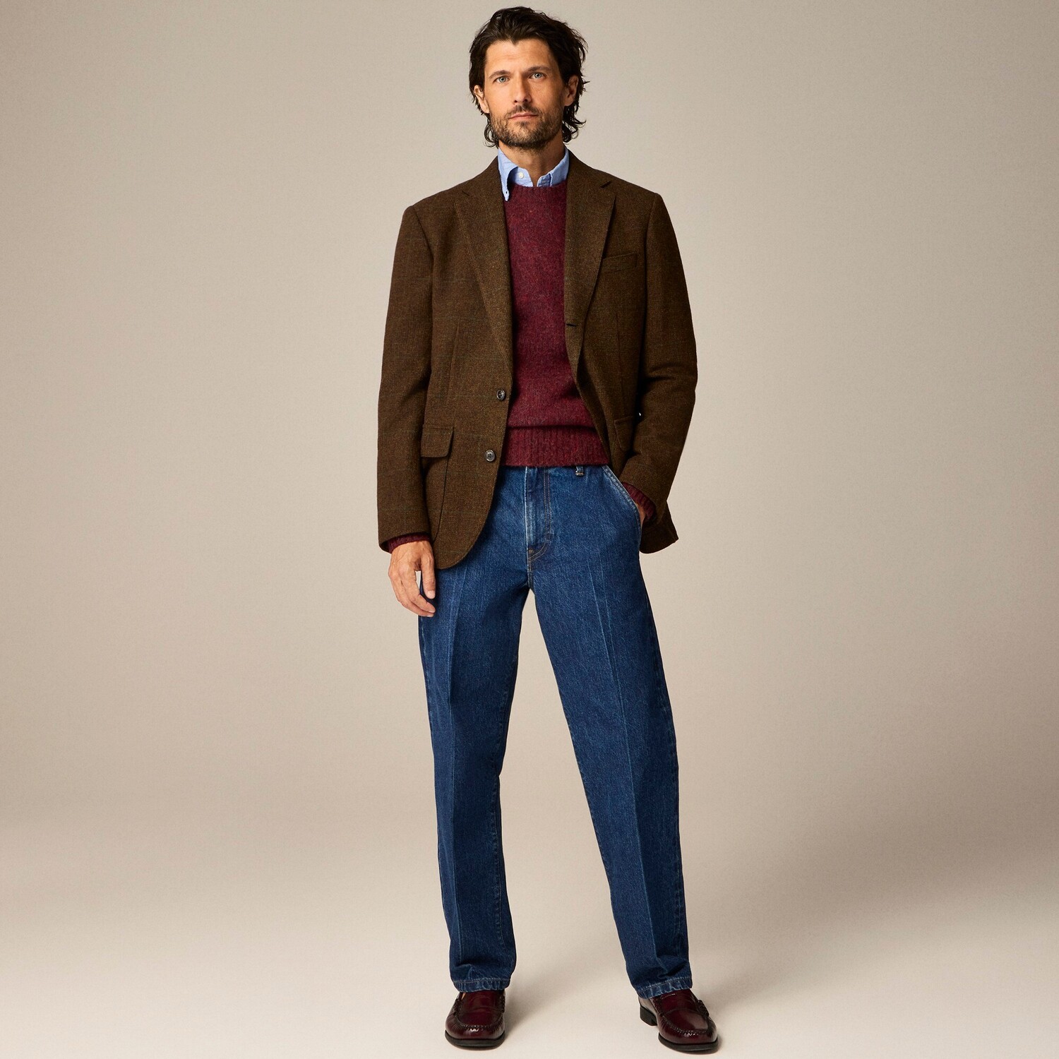 

Классический пиджак Crosby из английской мериносовой шерсти J.Crew, коричневый