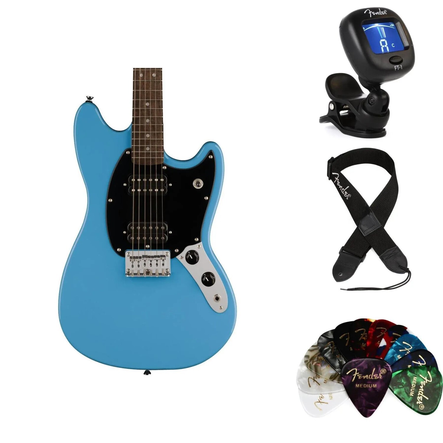 

Комплект предметов для электрогитары Squier Sonic Mustang HH Solidbody — цвет California Blue