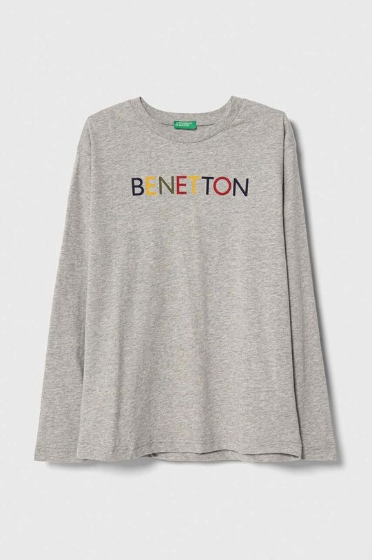 

Детская хлопковая футболка с длинными рукавами United Colors of Benetton, серый