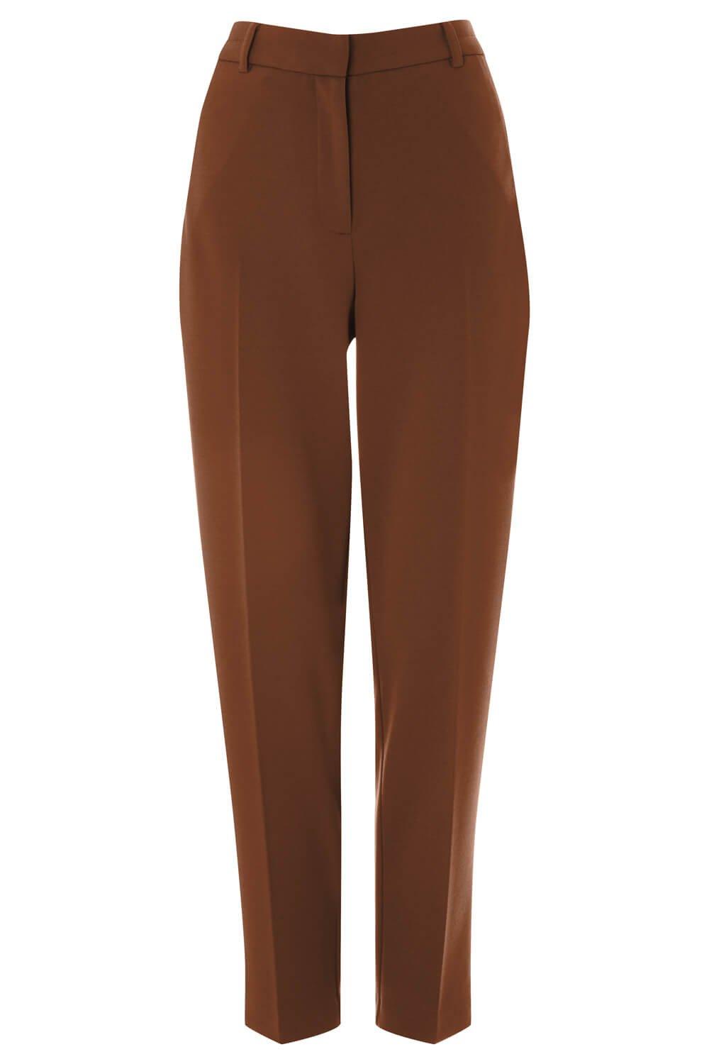 Короткие прямые эластичные брюки Roman, коричневый фото