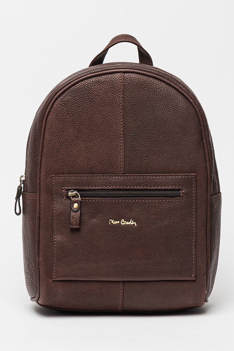Кожаный рюкзак с внешним карманом Pierre Cardin, коричневый