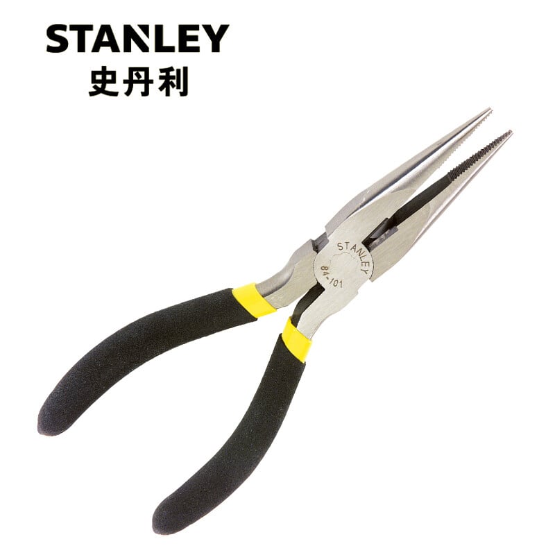 Острогубцы для электрика STANLEY, плоскогубцы с игольчатыми зажимами, кусачки, черные, плоскогубцы с игольчатыми концами с двойной пластиковой ручкой, 5 дюймов 84-100-23