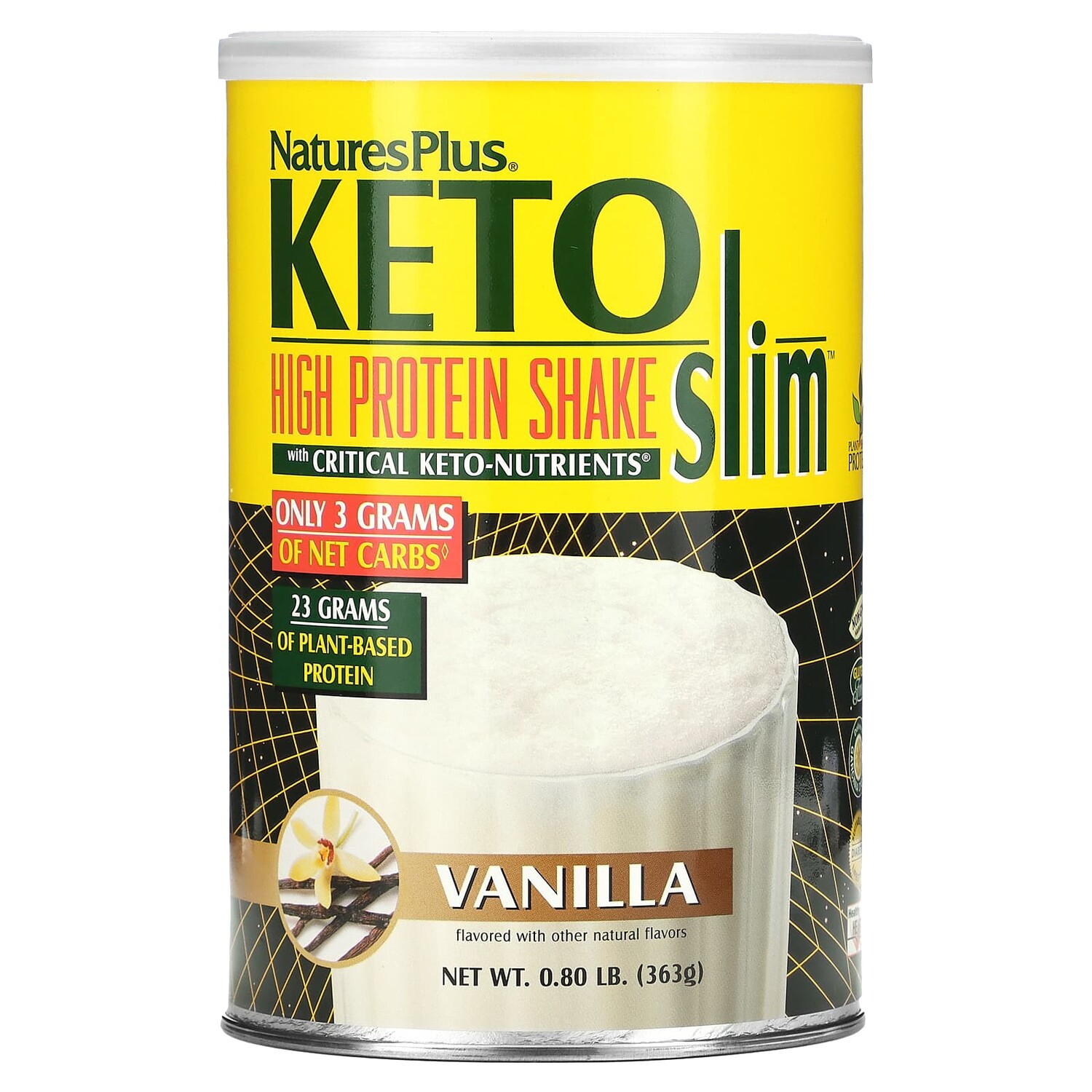 

Keto Slim, высокопротеиновый коктейль, ваниль, 363 г (0,80 фунта), NaturesPlus