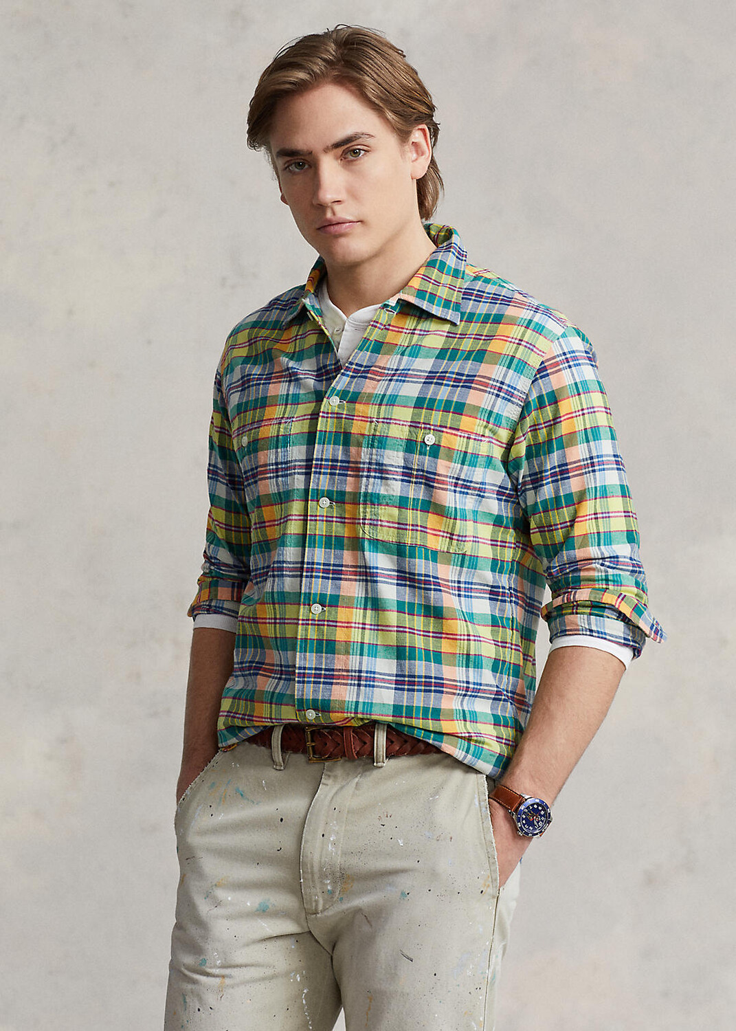 

Рубашка классического кроя Indigo Madras