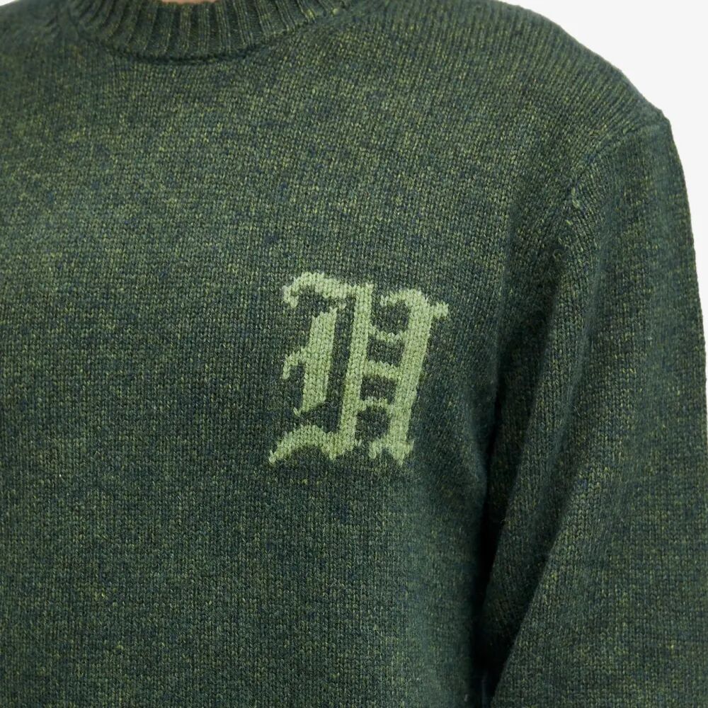 Han Kjobenhavn Вязаный свитер с круглым вырезом и логотипом в технике интарсия, серый