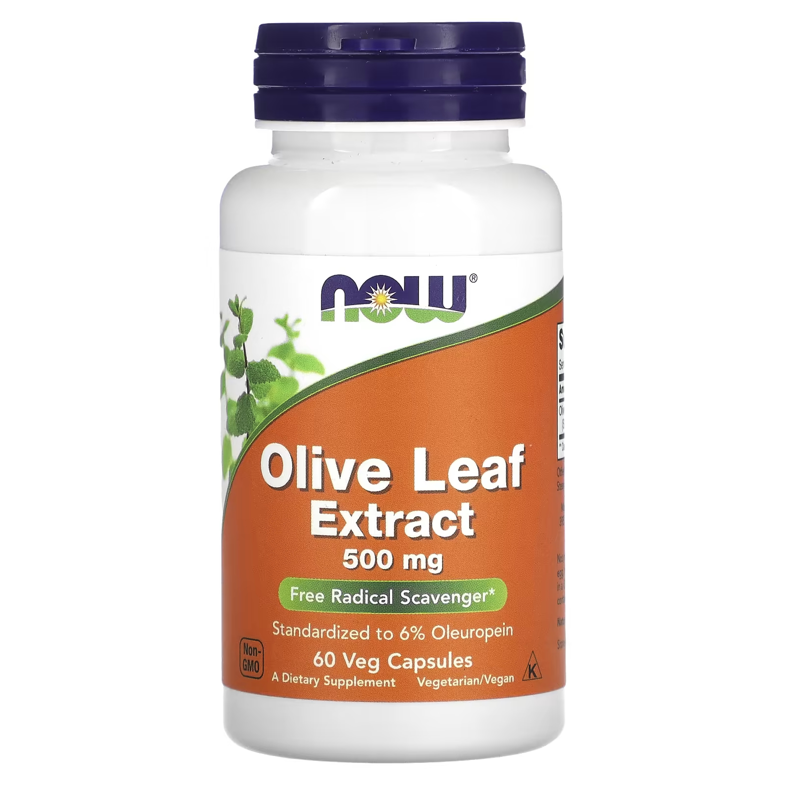 NOW Foods Экстракт оливковых листьев 500 мг, 60 растительных капсул экстракт оливковых листьев swanson 100 мг 60 растительных капсул