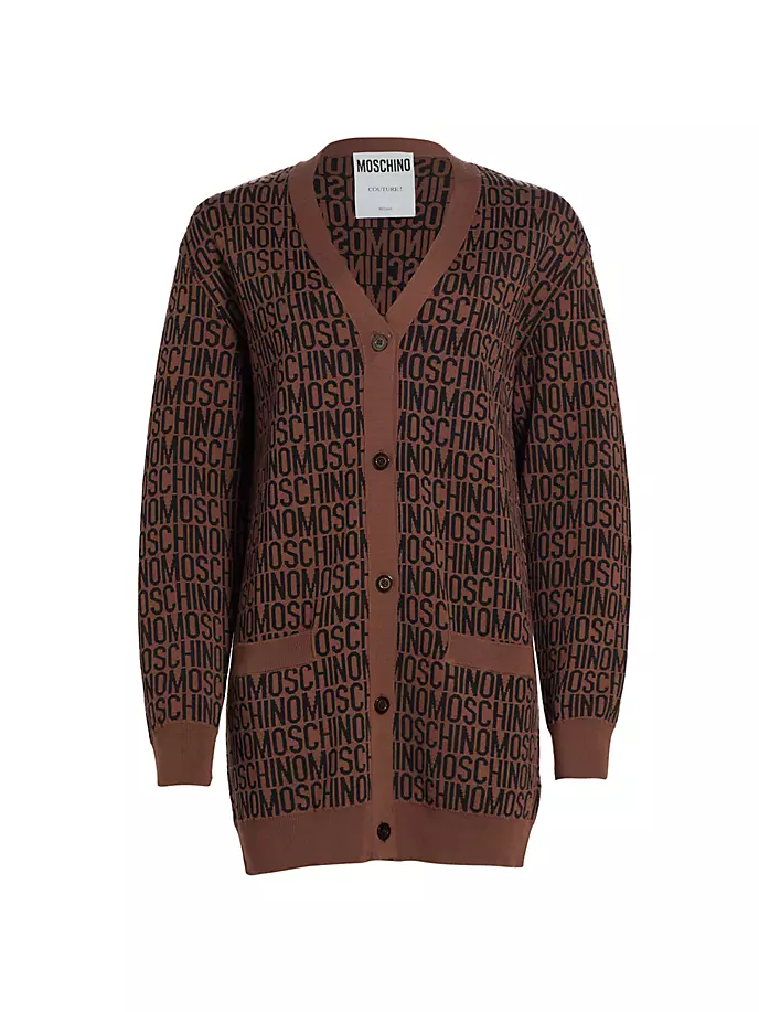 Длинный кардиган с логотипом Moschino, цвет fantasy print brown