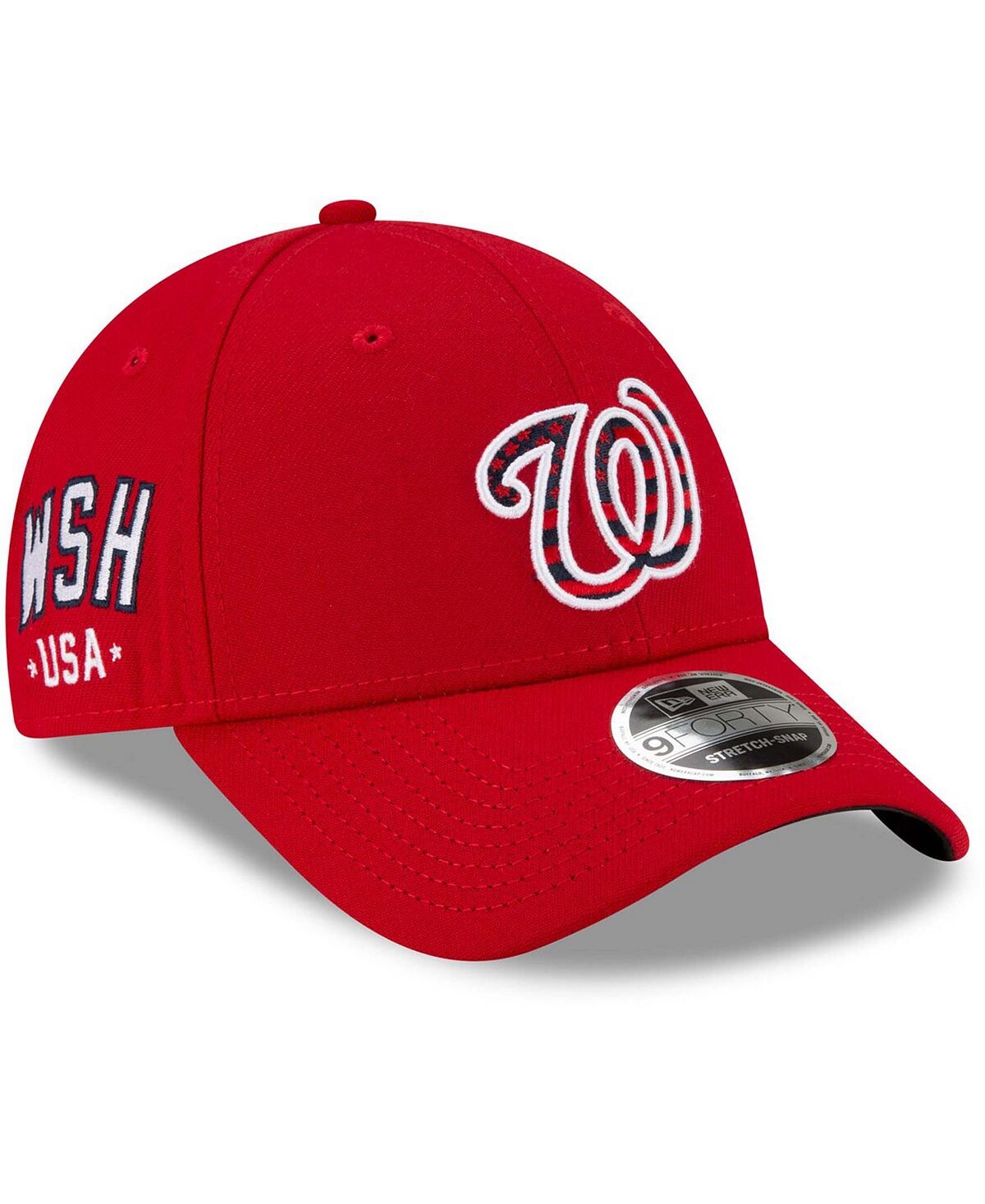 

Мужская красная регулируемая кепка Washington Nationals 4 июля 9Forty Snapback New Era