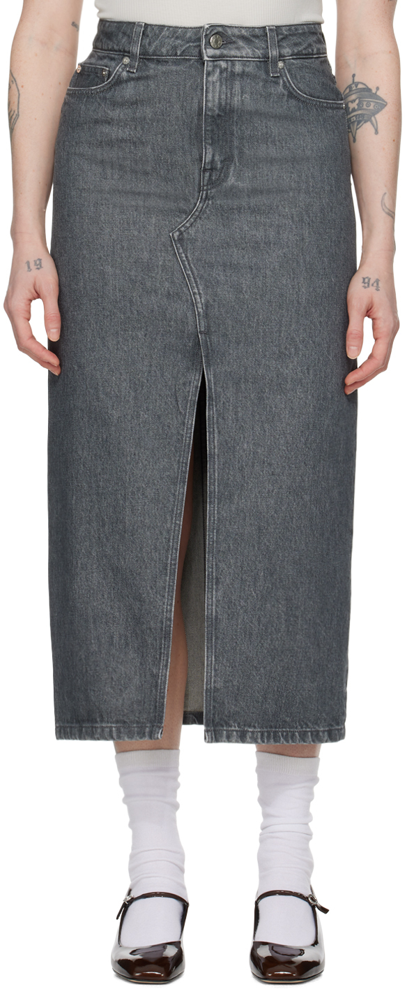 Серая джинсовая длинная юбка с разрезом Filippa K юбка kiabi серая 46 размер