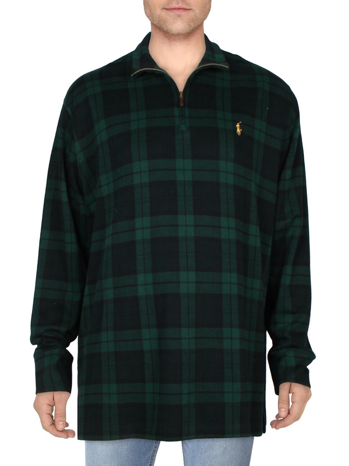 

Мужской пуловер в рубчик с логотипом Big & Tall Tartan Polo Ralph Lauren, цвет Blackwatch Plaid