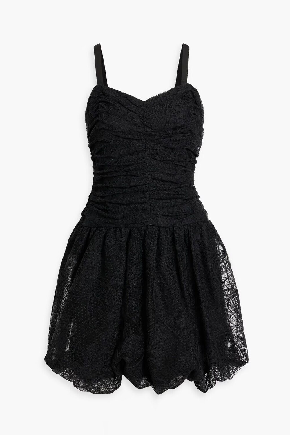 

Кружевное мини-платье со сборками Anna Sui, черный