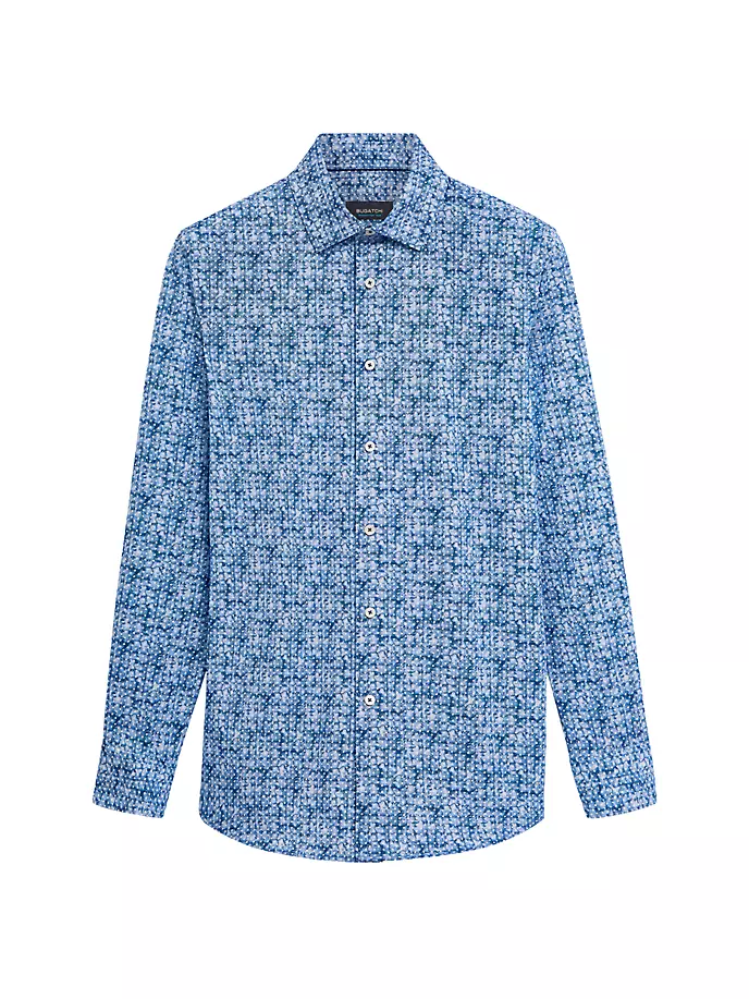 Рубашка на пуговицах с длинными рукавами James Diamond из ооххлопка Bugatchi, синий
