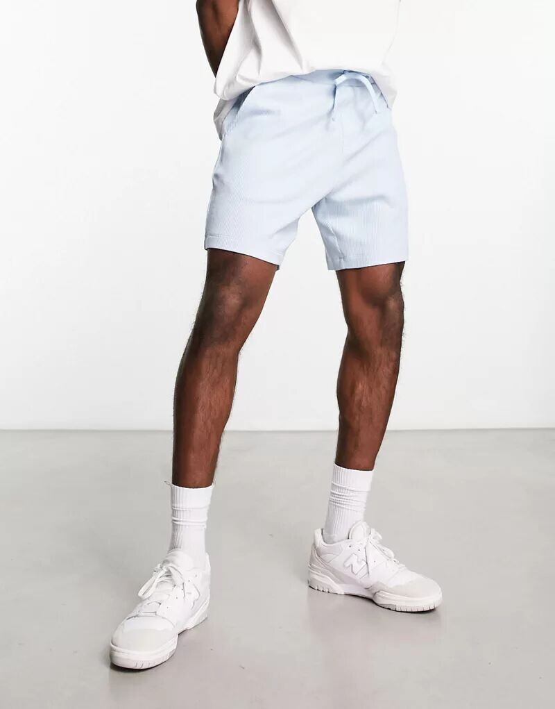 

Голубые вафельные узкие шорты ASOS