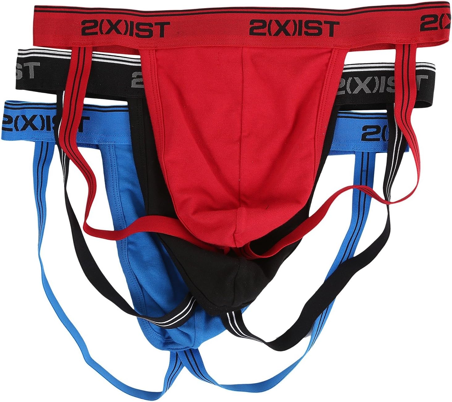 Трусы 3-Pack Stretch Jock Strap 2(X)IST, цвет Scotts Red/Black/Skydiver