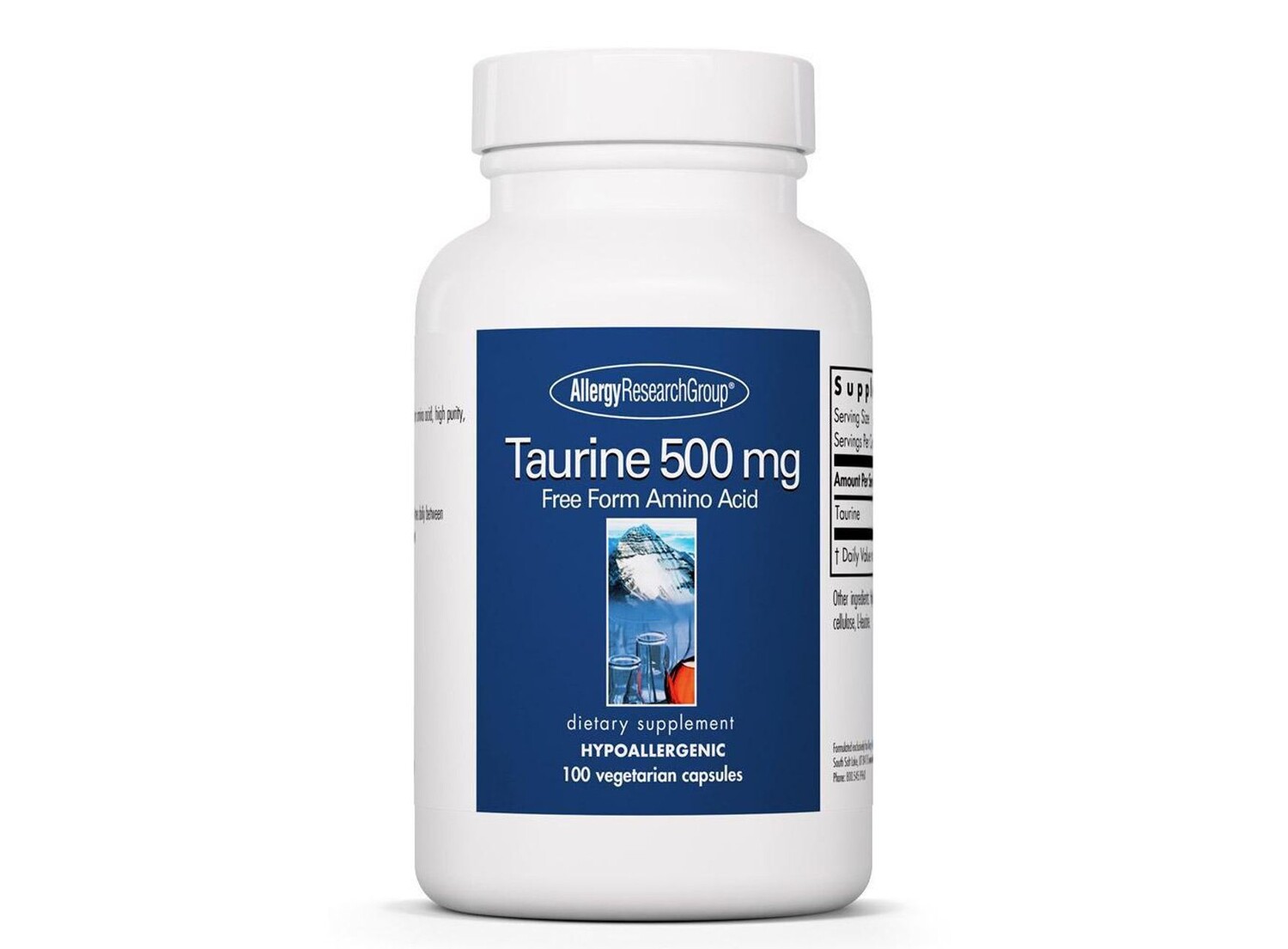 

Allergy Research Group, Таурин 500 мг, 100 вегетарианских капсул ARG
