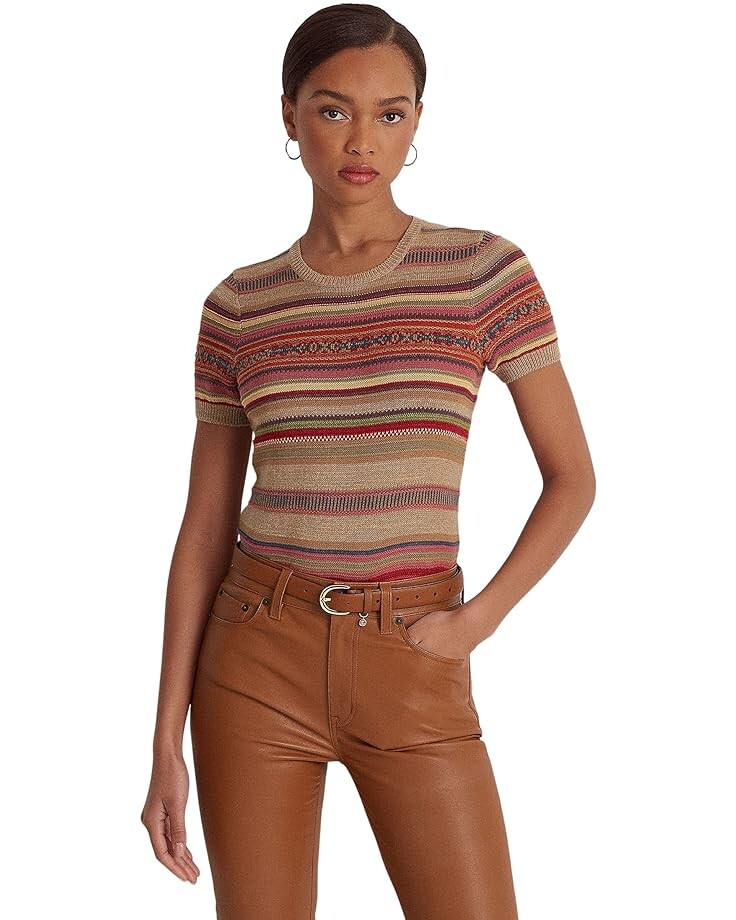 

Свитер LAUREN Ralph Lauren Fair Isle & Striped Short Sleeve Sweater, цвет Multi