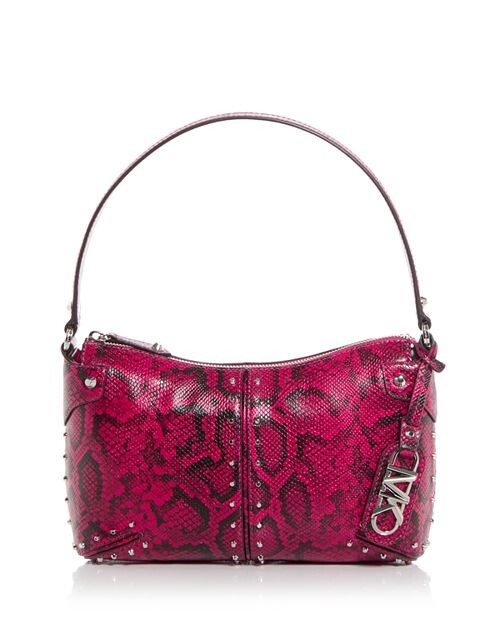 

Большая кожаная сумка на плечо Astor с заклепками и тиснением змеи Michael Kors, цвет Pink