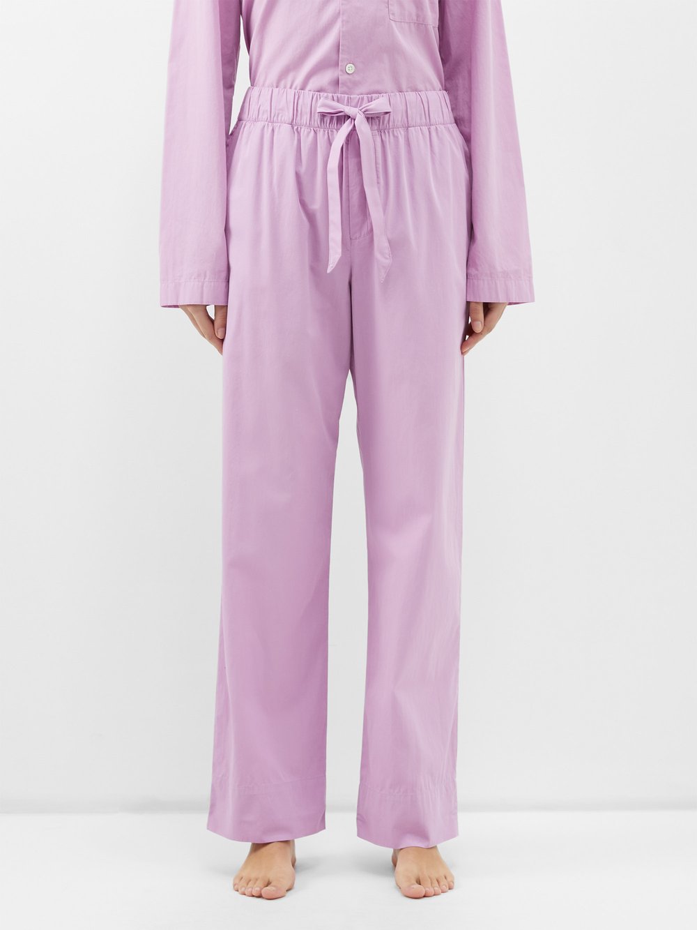 Пижамные брюки из органического хлопка с кулиской Tekla, розовый пижамные брюки из органического хлопка с кулиской tekla белый