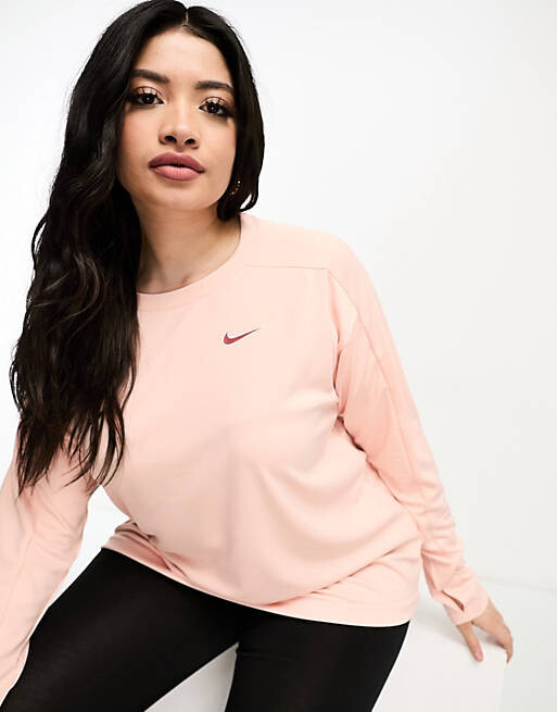 

Розовый топ с длинными рукавами и логотипом на спине Nike Running Swoosh Plus Run Dri-FIT