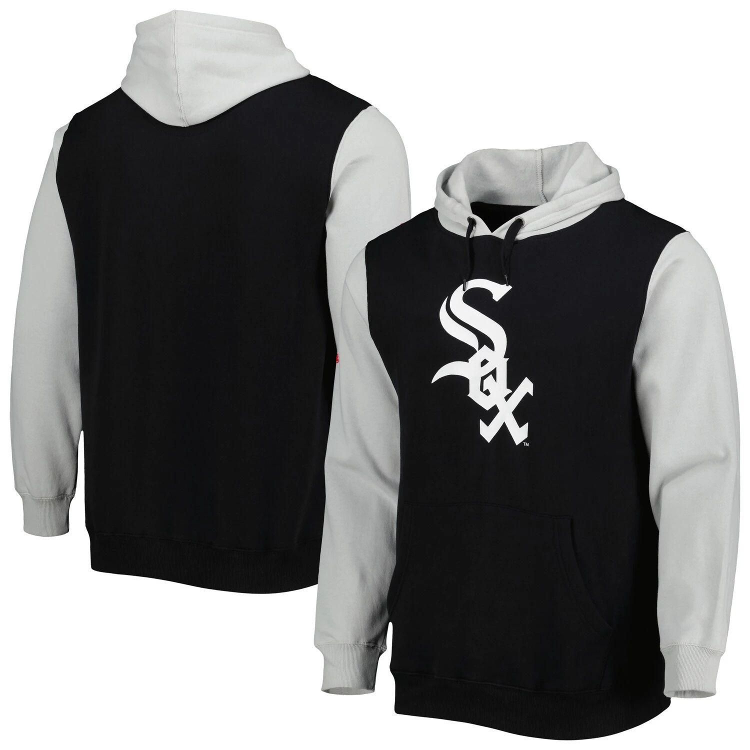 Мужской черный/серый пуловер с капюшоном Chicago White Sox Team Stitches