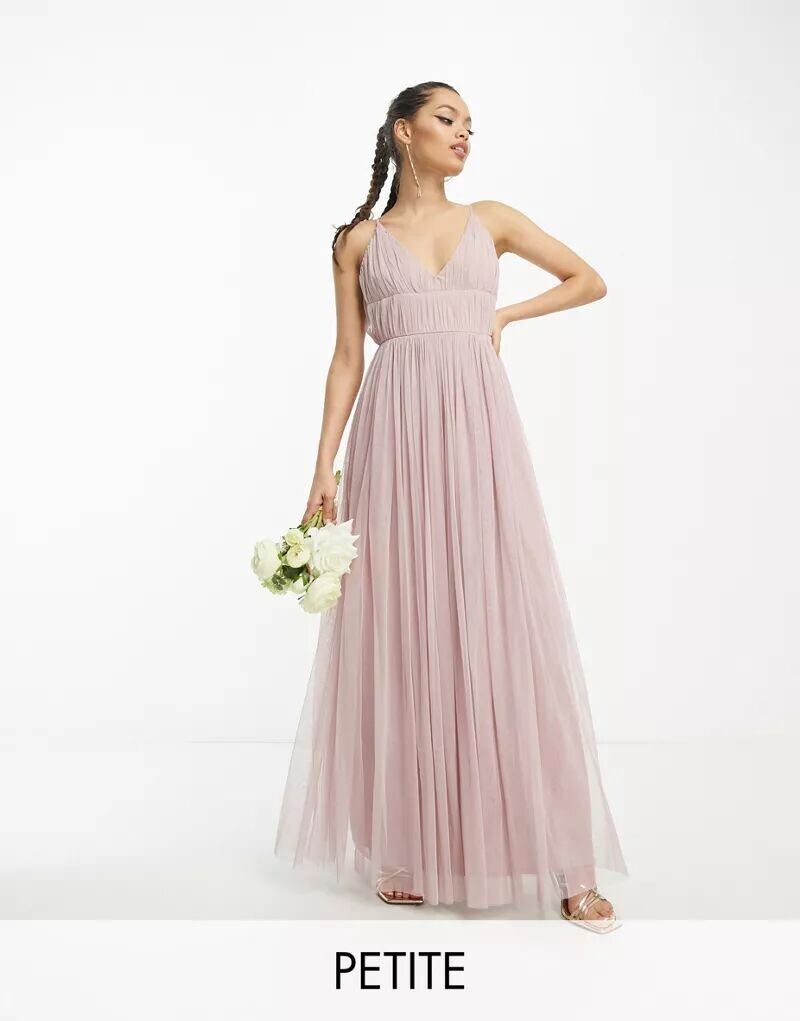 

Матово-розовое платье макси из многослойного тюля Beauut Petite Bridesmaid