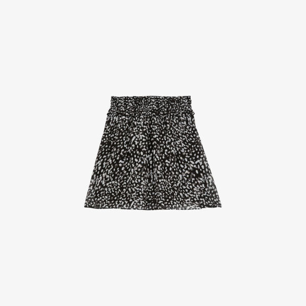 

Тканая мини-юбка с графичным принтом и присборенной талией The Kooples, черный